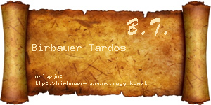 Birbauer Tardos névjegykártya